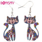 Bonsny Cute Lovely Cat  Earrings Acrylic Printing Patterns 2017 New Design Drop Earrings For Girls Woman Jewelry — image 8 of 20