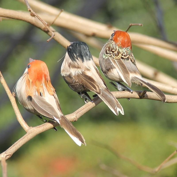 Foam Feather Artificial Birds Vividly Sparrow Garden Emulation Decoration Xmas Tree Robin Home Outdoor Yard Ornaments Randomly — image 1 of 15