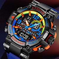 Top Brand Luxury Men Sport Chronograph Watch Dual Display Watches Army Military Watch Multifunction Electronic Watch 5 Bar Waterproof Rubber Watch — image 2 of 24