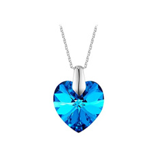 Dainty Blue Sapphire Heart Necklaces for Women Trendy Cute Titanic Heart of The Ocean Crystal Pendant Necklaces, Jewelry Rose Box Necklace Gifts for Her Woman Wife Mom — image 3 of 7