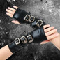 Punk PU Leather Fingerless Gloves with Metal Clasp Fashion Cosplay Costume Props — image 5 of 11