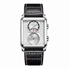 Watches For Men Swiss Mens Watch In Stainless Steel With Leather Strap And Rectangular Sapphire Glass Dial Quartz Movement 50M Waterproof — image 3 of 7