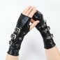 Punk PU Leather Fingerless Gloves with Metal Clasp Fashion Cosplay Costume Props — image 7 of 11