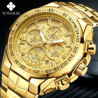 Marque De Luxe Pour Hommes WWOOR Montres De Sport Hommes Mode Casual Dress Golden Chronograph Watch Homme Big Dial Homme Montre-bracelet Relogio Masculino — image 2 of 21