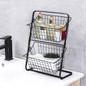 2 Tiers Iron Storage Shelf Rack for Kitchen Seasoning Organizer Fruits Holder Assembly Bathroom Cosmetic Basket DOU — image 7 of 11
