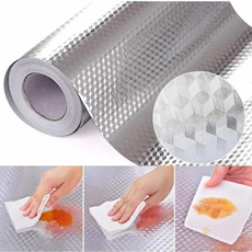 Kitchen Backsplash Stickers Wallpaper, Kitchen Stickers Self Adhesive Kitchen Aluminum Foil Stickers Oil Proof Waterproof Stove Sticker, for Countertop Drawer Cabinets Shelf Liner, Peel and Stick Easy To Use — image 3 of 9