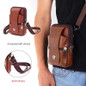 Men Leather Waist Bag, Multifunction Fanny Pack, Large Capacity Belt Bag,Brown Shoulder Bags Crossbody Bags,Multi-layer Buckle Mobile Phone Bag — image 9 of 20