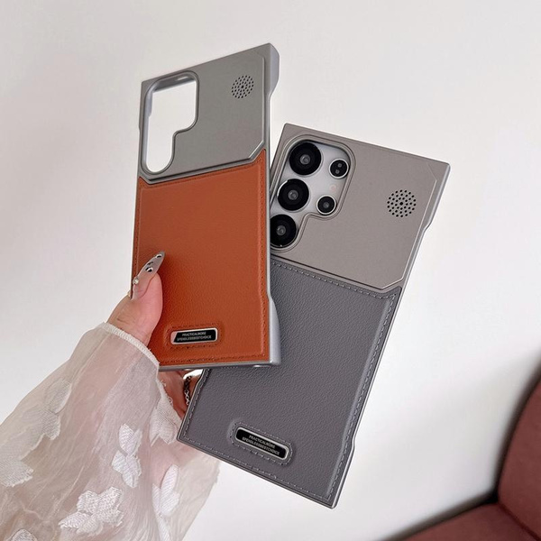 Luxury Splicing Leather Magnetic Plating Frameless Phone Case For Samsung S24 S25 Plus S22 S23 Ultra Borderless Protective Cover — image 1 of 17