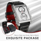 Watches For Men Swiss Mens Watch In Stainless Steel With Leather Strap And Rectangular Sapphire Glass Dial Quartz Movement 50M Waterproof — image 4 of 7