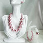 4Pcs/Set Elegant Vintage Pearl Necklace Set Korean Style Women Choker Bridal Wedding Jewelry with Earrings Ring Fashion Accessories — image 5 of 55
