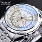 Jaragar 3 Dial Men's Automatic Watch Stainless Steel Mechanical Men's Watches Date Week Display Luminous Wristwatch Blue Glass — image 6 of 20
