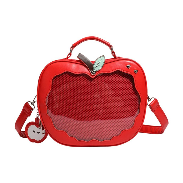 Preppy Styles Crossbody Bag for Pin Display Apples Shape Itabag PU Leather Shoulder Bag Sweet Backpack Messenger Bag — image 1 of 14
