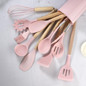 11-Piece Kitchen Utensil Set with Wooden Handles & Silicone Heads, Black & Khaki Storage Caddy — image 15 of 19