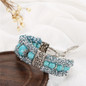 Vintage Tibetan Silver Feather Turquoise Beads Bracelet Bangle Crystal Diamond Turquoise Bangle Women Jewelry Gift — image 11 of 15