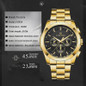 Automatic Mechanical Watch for Men - Gold Black Stainless Steel Case with 3 Subdials, Date, Chronograph Sports Business Watch — image 15 of 16