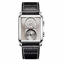 Watches For Men Swiss Mens Watch In Stainless Steel With Leather Strap And Rectangular Sapphire Glass Dial Quartz Movement 50M Waterproof — image 2 of 7