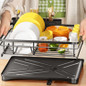 1pc Dish Rack, Single Layer Dish Drying Rack, Large Capacity Dish Rack With Drainboard, Rustproof Dish Drainer With Utensil Holder, For Sink, For Kitchen Countertop, Kitchen Organizers And Storage, Kitchen Accessories — image 8 of 20