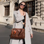 Women'S Large Capacity Genuine Leather Handbag - Elegant Brown Purse with Zipper Closure, Spacious Interior for Work, Travel, Everyday Use - Convertible Crossbody/Handbag/Clutch - Durable & Easy-Clean Design, Leather Purse, Travel Accessory — image 6 of 17