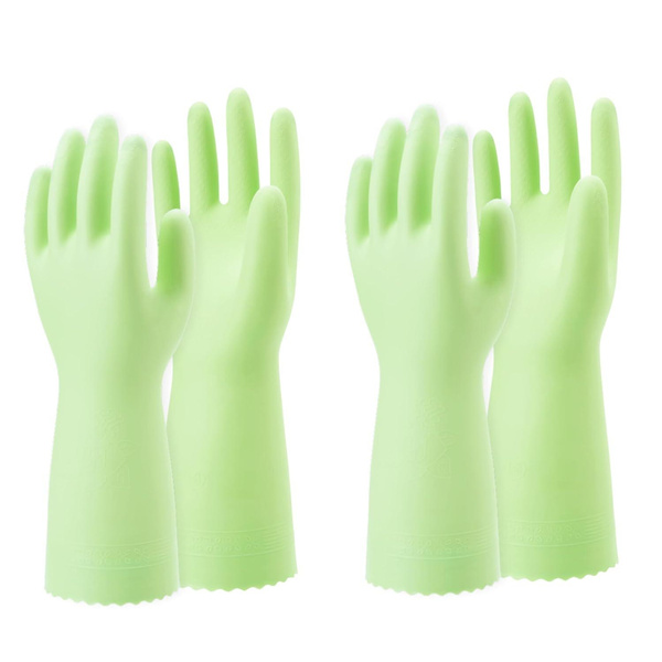 111 Skin-Friendly Dishwashing Gloves, Latex-Free Pvc, Reusable Housekeeping Gloves With Cotton Liner, Non-Slip Grip For Kitchen & Gardening, Made In Japan, Medium, 2-Pairs — image 1 of 7