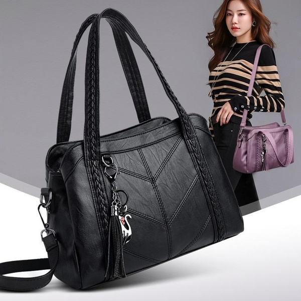 Women’s Bag New Portable Large-capacity Soft Leather Retro Slung Shoulder Bag Middle-aged Mother Backpack. — image 1 of 18