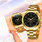 Automatic Mechanical Watch for Men - Gold Black Stainless Steel Case with 3 Subdials, Date, Chronograph Sports Business Watch — image 16 of 16