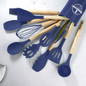 11-Piece Kitchen Utensil Set with Wooden Handles & Silicone Heads, Black & Khaki Storage Caddy — image 14 of 19