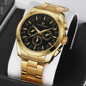 Automatic Mechanical Watch for Men - Gold Black Stainless Steel Case with 3 Subdials, Date, Chronograph Sports Business Watch — image 15 of 16