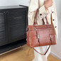 Vintage-Style Women’s Satchel Purse - Multi-Layer Crossbody Handbag with Detachable Strap,, Zip Closure, Available in Deep Brown/Grey/Yellow/Black — image 7 of 10