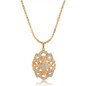 Gold Plated Vintage Bohemian Oval Necklace for Women Small CZ Pendant Link Chain Necklace Collarbone Collares Fashion Jewelry — image 14 of 22