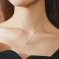 Simple Trendy Crystal Zircon Rhinestone Pendant Necklace For Women Charm White Gold Color Clavicle Chain Necklack WeddingJewelry — image 5 of 8