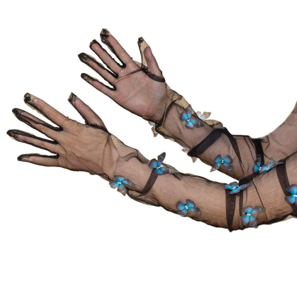 Long Gloves Evening Dress Gloves Bachelorettes Party Gloves Butterfly Gloves — image 1 of 15