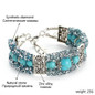 Vintage Tibetan Silver Feather Turquoise Beads Bracelet Bangle Crystal Diamond Turquoise Bangle Women Jewelry Gift — image 12 of 15