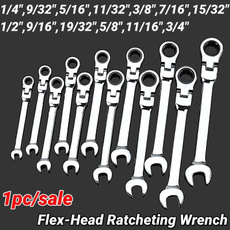 1pc Imperial Flex-Head Ratcheting Combination Wrench SAE 72 Teeth 12 Point Dual-purpose Ratchet Spanner Wrench Universal Hand Tools Car Repair Tool — image 3 of 36