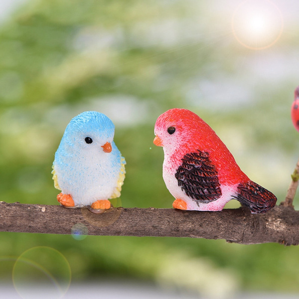 4 Pcs/set Resin Home Ornament Cute Little Birds Animal Model Figurine Glass Decor Miniature Craft Garden DIY Accessories — image 1 of 20