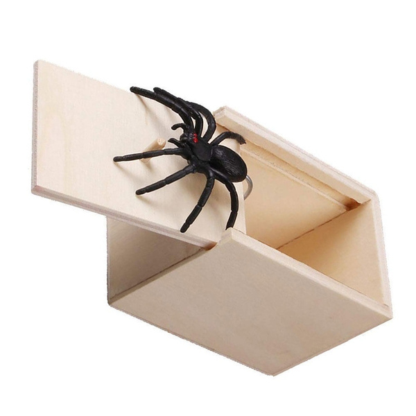 Wooden Prank Trick Practical Joke Home Office Scare Toy Box Gag Spider Mouse Kids Funny Gift — image 1 of 7