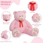 6ft Teddy Bear Giant Teddy Bear Stuffed Animal with Embroidered Paws Holiday Valentine's Toy Gift for Girlfriend Kids 72 inches Pink — image 7 of 9