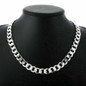 1 Pair(Necklace+Bracelet ) 925 Sterling Silver Solid 7MM Cuban Curb Chain Necklace Mens Silver Bracelet Set — image 5 of 14