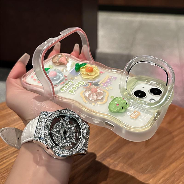Frog Flower Cute Phone Case with Hidden Dual Stand for iPhone 16 Pro 15 14 13 X — image 1 of 10