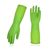 1-Pair Dishwashing Gloves, Reusable Household Gloves, Kitchen Gloves, Long Sleeve, Thick Latex, Cleaning, Washing, Working, Painting, Gardening, Pet Care (Size M,Green, Rb2143) — image 2 of 8