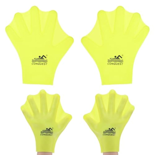 Silicone Swimming Gloves Webbed Swim Gloves Finger Frog Type Swim Training Gloves Water Resistance for Swimming/Diving/Water Aerobics — image 1 of 7