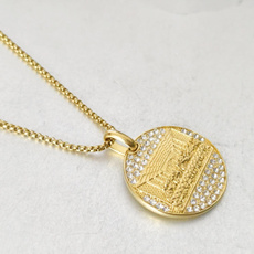 316L Stainless Steel Last Supper Pendant Gold Plated Iced Out Bling AAA Cubic Zircon Round Necklace For Men Father's Day Gift Hip Hop Jewelry — image 3 of 8