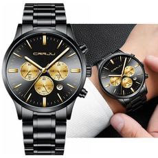 Men Watches Luxury Brand Chronograph Date Wristwatch Male Gold Black Steel Strap Analog Quartz Watch Men Fashion Watch — image 3 of 20
