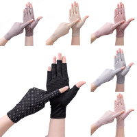 Womens Gloves Sun Protection Fingerless Anti-UV Ultra-Thin Cotton Gloves Soft — image 2 of 22