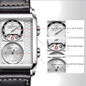 Watches For Men Swiss Mens Watch In Stainless Steel With Leather Strap And Rectangular Sapphire Glass Dial Quartz Movement 50M Waterproof — image 7 of 7