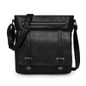 Women's Vintage-Inspired Crossbody Bag - Large Capacity Adjustable Shoulder Strap, Multiple Zippered Compartments, Two-Tone Brown & Black, Secure Metal Hardware for Business Commute & Casual Outings, Classic Mailbag Style, Textured Finish — image 11 of 12