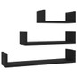 Modern 3-Tier Black Floating Shelf Set - Engineered Wood Wall Display for Home Decor — image 6 of 8