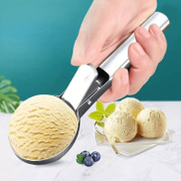 1Pc, Ice Cream Scoop, Premium Ice Cream Scoop with Trigger, Stainless Steel Ice Cream Scoop, Heavy Duty Metal Ice Cream Scoop, Watermelon Scoop, Dessert Scoop, Dishwasher Safe, Great for Frozen Yogurt, Ice Cream, Sundaes, Kitchen Accessories — image 2 of 18