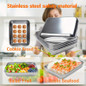 6/12/18PCS Stainless Steel Baking Pan with Clear Lid, Rectangular Metal Bakeware Tray for Oven Roasting, Bread, Cakes, Meal Prep, Reusable Food Storage Container, Dishwasher Safe Baking Tray for Kitchen Cooking — image 10 of 18