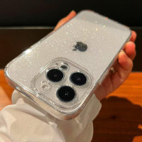 Bling Glitter Clear Case For iPhone 16 15 Pro Max 14 13 12 11 XR X XS 16 Plus Lens Protection Shockproof Transparent Soft  Cover — image 2 of 10