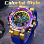 Top Brand Luxury Men Sport Chronograph Watch Dual Display Watches Army Military Watch Multifunction Electronic Watch 5 Bar Waterproof Rubber Watch — image 4 of 24